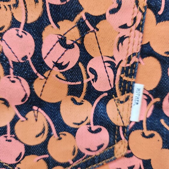 Mother Denim Jeans Leggings The Looker Cherry Pickin Garden Girl Fruit Market - Picture 5 of 13